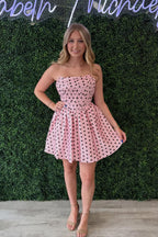 A Line Sweetheart Floral Chiffon Tiered Homecoming Dresses JP070637