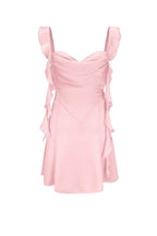 Blush Pink Ruffle Strap Mini Homecoming Dress with Side Cutouts JP25092904