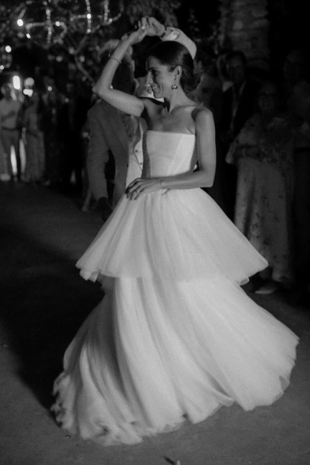 Boho A Line Strapless Tulle Tiered Wedding Dresses JP070922