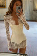 Tight V Neck Long Sleeves Wedding Dresses JP070906