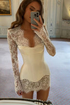 Tight V Neck Long Sleeves Wedding Dresses JP070906