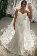Mermaid Sweetheart Stretch Satin Long Wedding Dresses JP071917