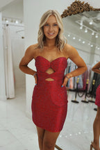 Women’s Bodycon Sweetheart Orange Homecoming Dress with Hot Stone Beading