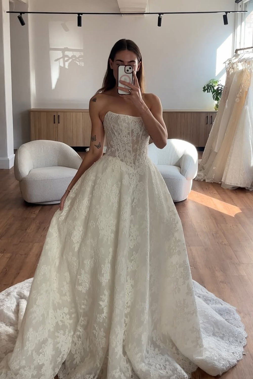 Vintage A Line Scoop Neck Lace Tulle Long Wedding Dresses JP070920