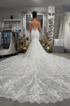 Luxurious Mermaid Strapless Sequins Lace Beading Wedding Dresses JP26070875