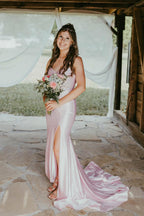 Lavender Jacquard Satin Prom Dress