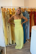 Sheath Strapless Daffodil Long Formal Dress Wedding Guest Dresses JP070802