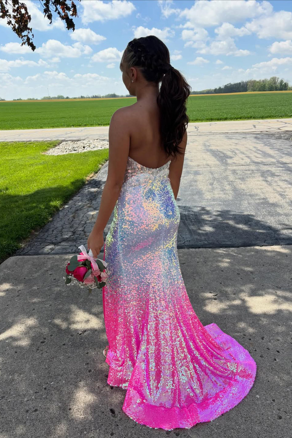 Mermaid Sweetheart Sequins Long Prom Dress with Slit JP070859