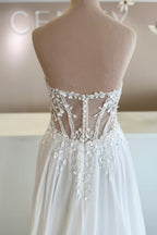 A Line Sweetheart Chiffon Wedding Dresses with Appliques JP070911