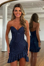 Cute Bodycon Sweetheart Pink Satin Short Homecoming Dresses with Hot Stone Beading JP25071106