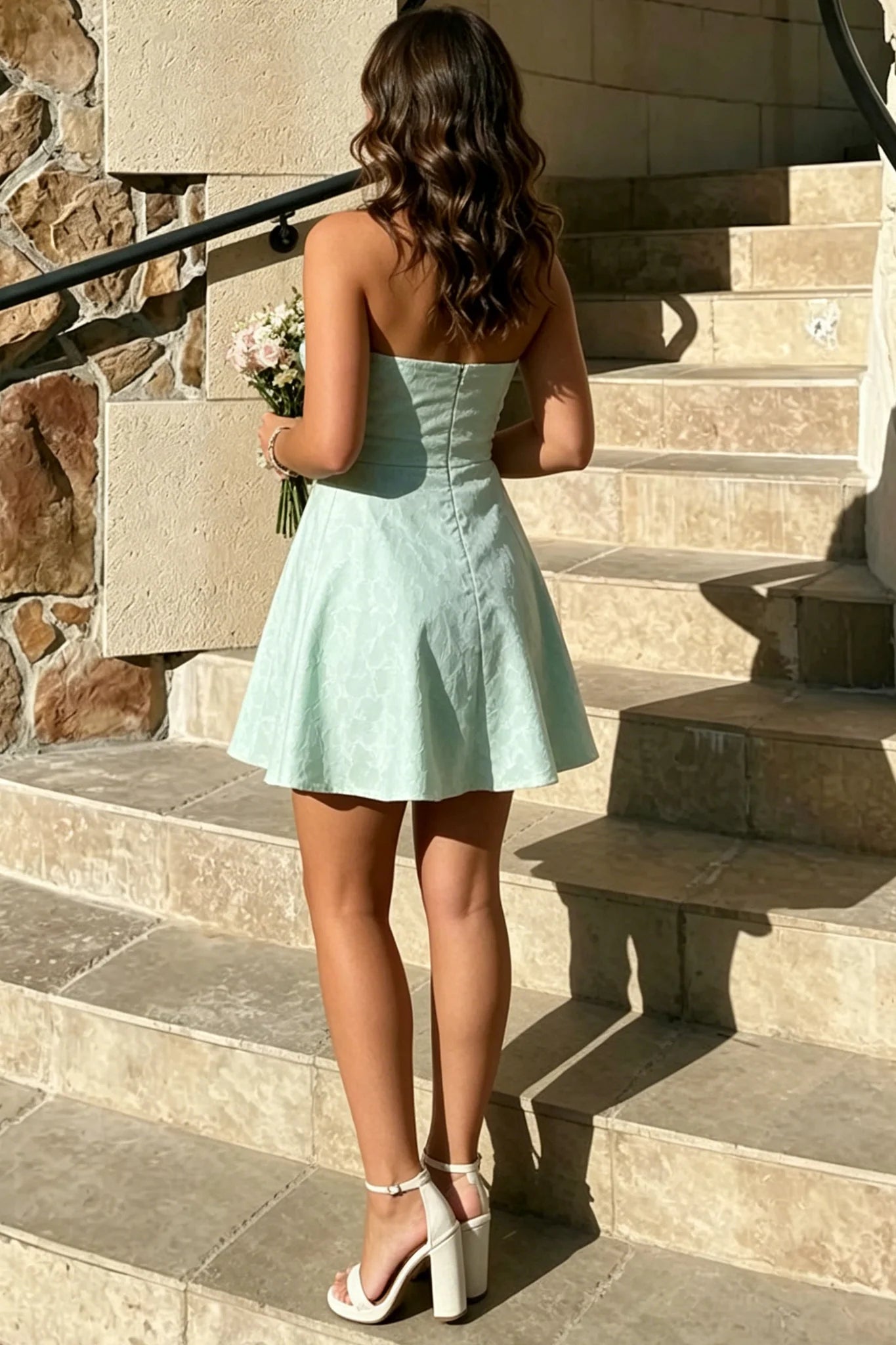 A Line Sweetheart Mint Chiffon Homecoming Dress JP082703