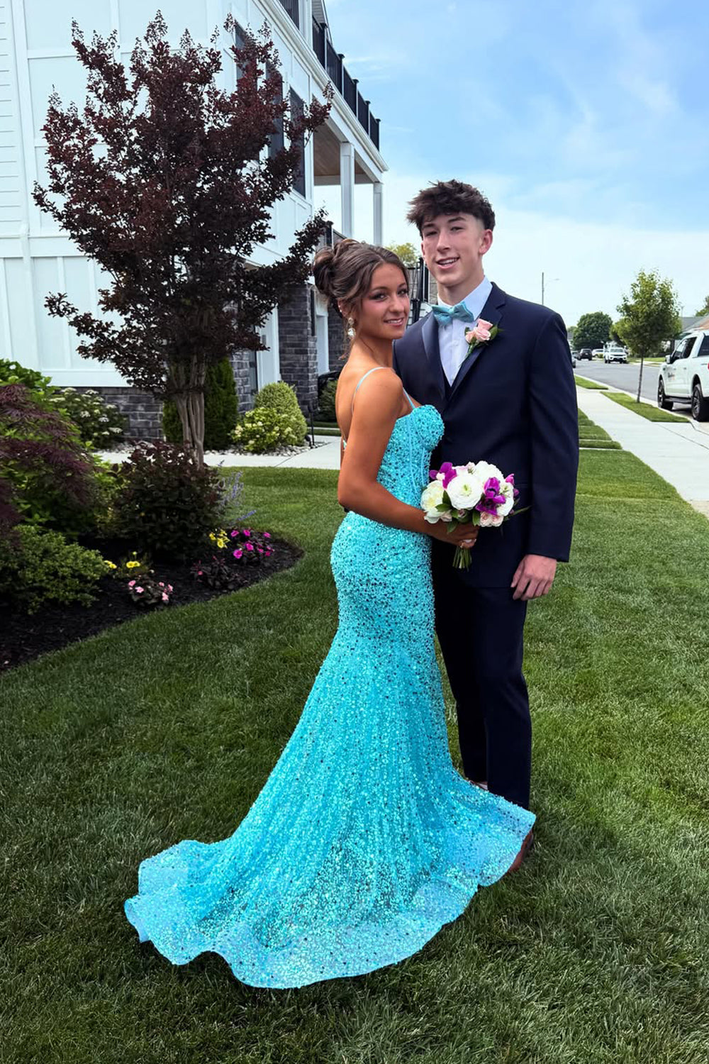 Sparkly Mermaid Sweetheart Sequins Long Prom Dress JP070822
