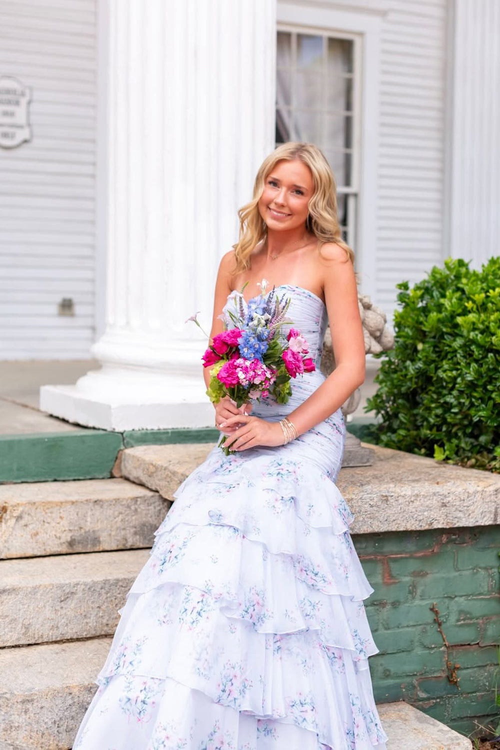 Mermaid Sweetheart Floral Chiffon Long Prom Dress JP070860