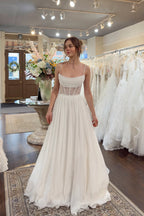 Fairy A Line Spaghetti Straps Chiffon Long Wedding Dresses JP26070887
