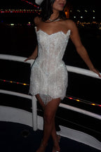 Sheath Strapless Lace Wedding Dresses with Beading JP070903
