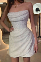 Sparkly Tight Strapless Beading Short Wedding Dresses JP070918