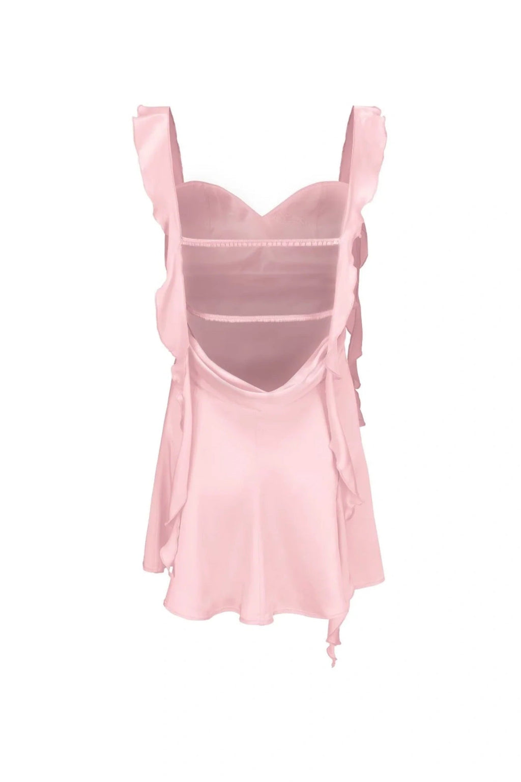 Blush Pink Ruffle Strap Mini Homecoming Dress with Side Cutouts JP25092904