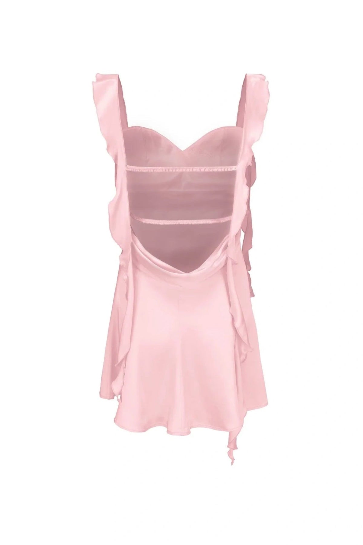 Blush Pink Ruffle Strap Mini Homecoming Dress with Side Cutouts JP25092904