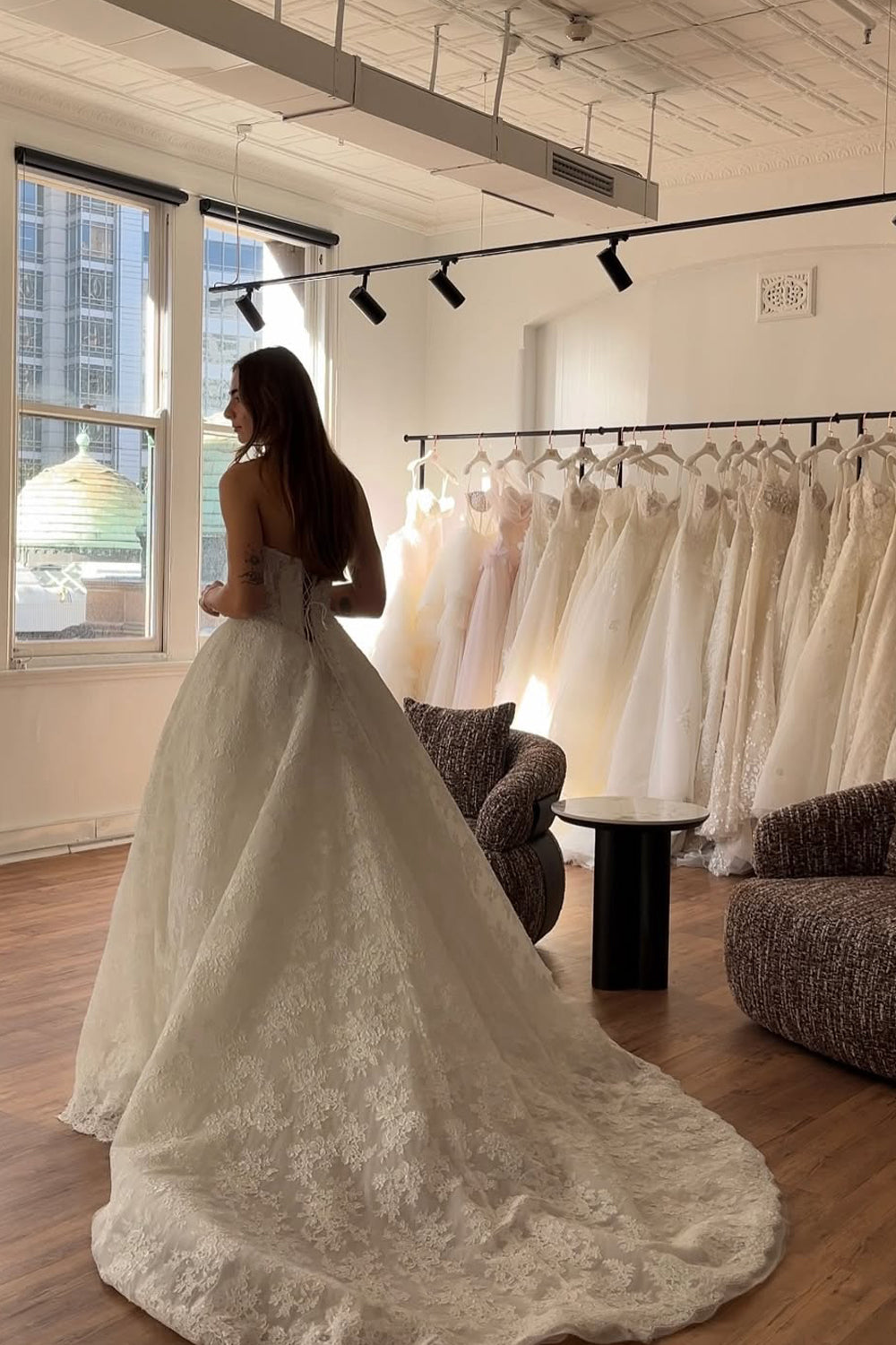 Vintage A Line Scoop Neck Lace Tulle Long Wedding Dresses JP070920
