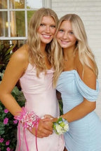 Blush Pink Ruffle Strap Mini Homecoming Dress with Side Cutouts JP25092904