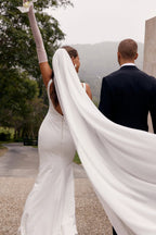 Mermaid Elegant Boat Neck Elastic Satin Wedding Dresses JP070909