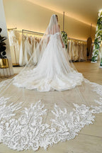 Luxurious Ball Gown Sweetheart Tulle Long Wedding Dresses with Lace JP072216