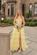 A Line Sweetheart Daffodil Chiffon Prom Dress with Lace JP070842