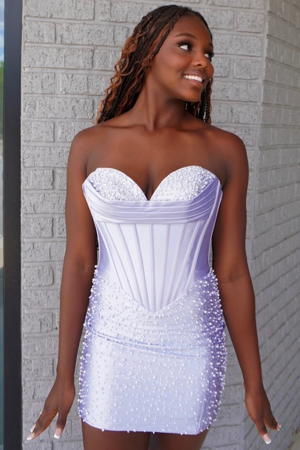 Cute Tight Beading Satin Short Homecoming Dresses with Beading JP070636