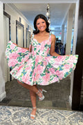 Fashion A Line Sweetheart Floral Satin Homecoming Dresses with Bow JP072406