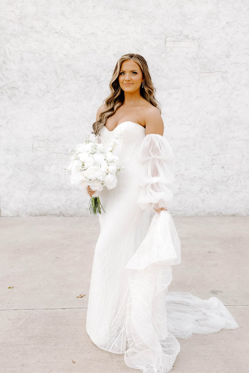 Boho Mermaid Sweetheart Sequins Lace Wedding Dresses with Sleeves JP070929