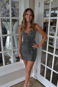 Tight Sequins Black Sequins Homecoming Dresses JP062308