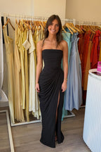 Unique Mermaid Black Chiffon Long Long Evening Formal Dress JP070846