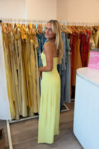 Sheath Strapless Daffodil Long Formal Dress Wedding Guest Dresses JP070802