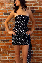 Tight Strapless Black White Dot Short Homecoming Dress JP072515