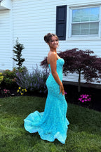 Sparkly Mermaid Sweetheart Sequins Long Prom Dress JP070822