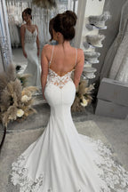 Luxurious Mermaid V Neck Two Piece Beach Wedding Dresses JP26070898