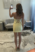 Sparkling Strapless Pink Backless Fitted Homecoming Dress with Keyholes JP25092502