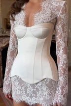 Tight V Neck Long Sleeves Wedding Dresses JP070906