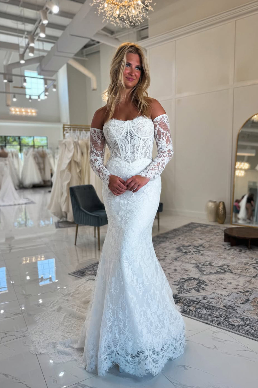 Boho Mermaid Off the Shoulder Lace Beach Wedding Dresses JP26070885