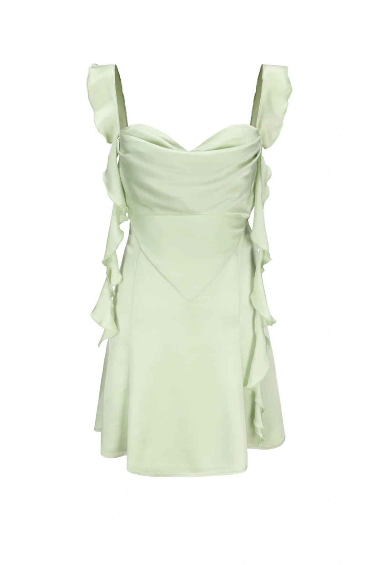 Blush Pink Ruffle Strap Mini Homecoming Dress with Side Cutouts JP25092904