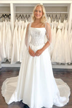 A Line Strapless Chiffon Wedding Dresses with Appliques JP070927