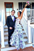 A Line Sweetheart Floral Chiffon Prom Dress with Slit JP070835