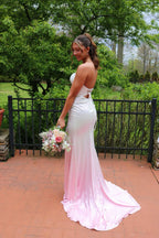 Unique Mermaid Sweetheart Two Colors Hot Fix Satin Prom Dress JP070868