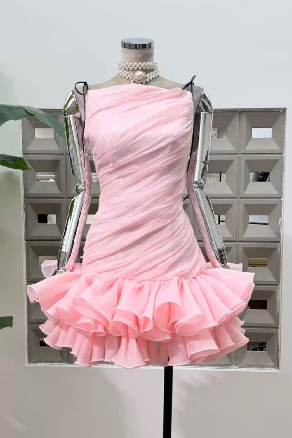 Bodycon Chiffon Pink Chiffon Short Homecoming Dresses JP062311
